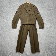 Vintage US Army Wool Ike Jacket Pants Set Mens 36R 31x33 1940s 3rd Army Uniform picture