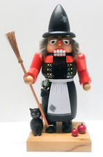 Rare 1995 E.M. Merck KWO Halloween Witch Nutcracker Black Cat Germany Folk Art picture