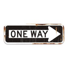 Reproduction ONE WAY Distressed Metal Street Sign Old Classic, Wall Decor 24”x8” picture