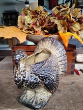 Gorgeous Mid Century Vintage Vtg Thanksgiving Fall TURKEY Planter Pottery Decor picture