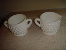 Fenton Milk Glass Hobnail Mini Cream & Sugar picture