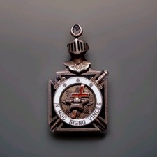 Vintage (very Unique) Double-Sided Knights Templar Masonic Pendant  picture