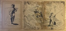Three old book plates Huckleberry Finn & Jim 1939 8x6 picture