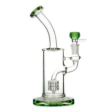 8.5'' Green Glass Bong Heavy Water Pipe Glass Hookah Smoking Bong with 14mm Bowl picture