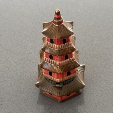 Asian Pagoda Hinged Trinket Box vintage porcelain  picture
