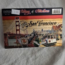 San Francisco Shiny Souvenir Sticker Sheet Golden Gate Bridge Cable Car 6in picture