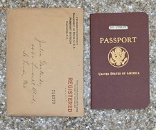 1936 Pre WWII US Passport Photo Visas Stamps St Louis MO Envelope Julia Gartside picture