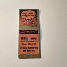 Hilltop Tavern Delicious Hamburgers Vintage Matchbook Cover 4MB120-6 picture