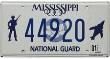 *BARGAIN BIN*  2020s Mississippi NATIONAL GUARD License Plate #44920 picture