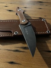 Giant mouse neck knife Canvas Micarta handles leather sheath picture