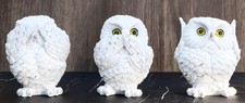 Ebros See Hear Speak No Evil Fat Baby White Owls Figurines Set of 3 Mini Decor picture