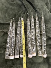 Set Of 8 MCM Lucite With Silver Flakes Candles 8” 1960’s Mid Century picture