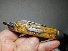 Vintage Camillus Cutlery Co. N.Y. U.S.A. Marked Bone Handle Utility Pocket Knife picture