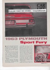 Original 1963 Plymouth Sport Fury five  page  Road Test, in print ad category picture