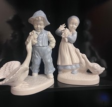 Vintage Boy & Girl Porcelain Doll Figurines picture