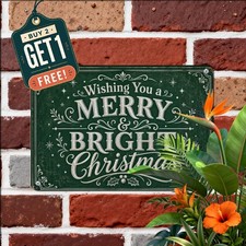 Chalkboard Style Merry Christmas Greeting Holiday Plaque Metal Tin Sign 8x12 picture