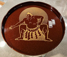 Vintage Japanese Sumo Lacquerware Tray Yokozuna Takanohana Grand Champion Plate picture