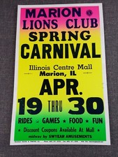 Marion Lions Club Spring Carnival Cardboard Poster Marion IL Centre Mall Swyear picture