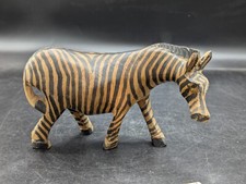 Hand Carved In Kenya Wood Zebra Animal Figurine Sculpture picture