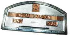 Vintage Halloween Lizzie Borden Grave Marker Funeral Home Plaque Fall River Ma. picture