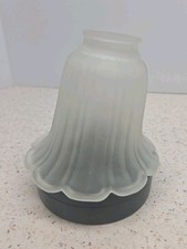 (1) Slanted Tulip Frosted Glass Lamp Shade Scalloped Ribbed Fluted 2 1/4” Fitter picture
