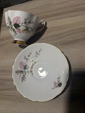 Vintage Duchess Bone China Teacup and Saucer Autumn Hazelnut Leaves England Gold picture