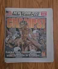 New York Post 6/14/26 Champs NY Knicks NBA Finals Title Champions Newspaper picture