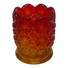 Vintage Glowy Amberina Daisy and Button Toothpick Holder picture