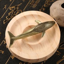 Blue Whale Figurine Brass Ornament Sea Life Tea Pet Fish Statue Desktop Decor picture