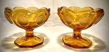 Vintage Fostoria Amber Coin Glass Pedestal Bowl picture