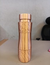 34oz Pure Copper Water Bottle - Curve Hammered Finish - Ayurvedic Health USA picture