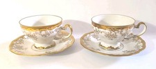 2 Sets Weimar Porzellan Katharina Shield Mark Pre-1924 Cups + 2 Saucers 71 + 73  picture
