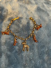 Walt Disney Productions Vintage gold tone enamel Lady & the Tramp 6 “ L Bracelet picture