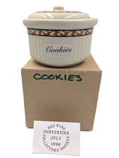 Red Wing USA Stoneware Collectors Society 1996 Gray Line Mini Cookie Jar w/ Box picture