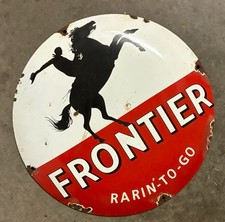 Vintage style Frontier Oil Gasoline Porcelain Sign Gas Service Station picture