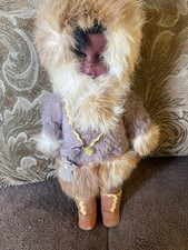 Vintage Eskimo 11” Inuit female costumed adult Doll in fur attire picture