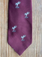 Vtg DEM Political Party Necktie Kicking Donkey Democrat Maroon Polyester Tie picture