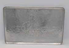 Vintage Everlast Hand Forged Aluminum Tray Fox Hunt Horse Hounds 14x9 USA picture
