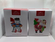 Hallmark Keepsake Club Vintage Greetings Ornament Set Of 2 Dated 2024 & 2025 picture