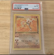 Pokémon Fossil Hitmonlee #22 1st Edition 1999 PSA 8 NM-MT English picture
