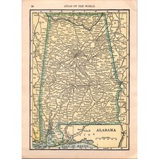 Vintage Map of Alabama and Florida 1910 Map SL1 picture