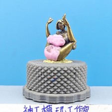 28mm Brass Sexy Yoga Spraddle Lying Girl Statue Beauty Model Miniature Ornament picture