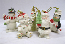 Lenox Very Merry Christmas Ornaments 5 Piece Set Snowman Santa Bear Tree Penguin picture