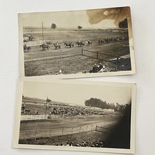 Vintage Sepia Snapshot Photograph Horse Track Racing History Cowboy Jockey picture