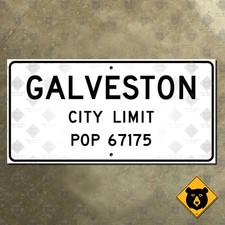 Galveston Texas city limit marker road highway sign 1956 24x12 picture