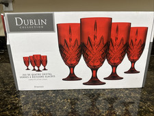 New Godinger Shannon Dublin Crystal Red Iced Beverage Glasses Set of Four (4) picture