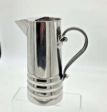Polished Metal Pitcher Black Stitched Handle 10in Modern Barware India picture