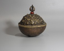 Real Tibet 18th Century Old Antique Buddhist  Alloy Copper Kapala Offering Bowl picture