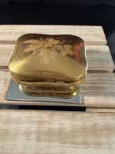 Vintage Sadler England Gold Floral Trinket Box Vanity Jewelry Box Hand Decorated picture