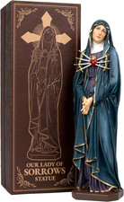 Hand-Painted Our Lady of Sorrows Statue, Blessed Virgin Mary Figurine, Spiritual picture
